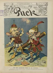 チャールズエヴァンスヒューズを祝うパックカバー、ニューヨーク州知事に選出、1906年（雑誌）