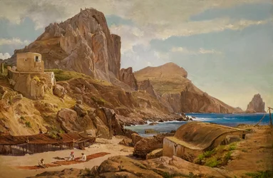 マリーナ・ピッコラ、カプリ島 1844年頃 （油彩、紙、パネル付）