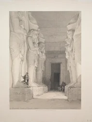 エジプトとヌビア：ボリュームI-No. 9、発掘されたギルシェ神殿、ヌビア、1838年。