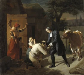 フランソワ・フェネロン（1651-1715） rapporte une vache volee a un paysan - フェネロンは盗まれた牛を農民に返す、エルサン、ルイ（1777-1860）作。キャンバスに油彩。寸法：97,5x109,5 cm。ストックホルム国立博物館