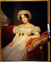 ナタリア・ステパノフナ・ゴリツィナ王女、旧姓アプラクシナ伯爵夫人 (1794-1890) の肖像。 Louis Hersent (1777-1860) の絵画、キャンバスに油彩