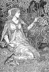 La belle Iseult (Iseult (Isault) の肖像) イラスト: Louis Rhead (1858-1926) 「King Arthur and his Knights」より 1923 個人蔵