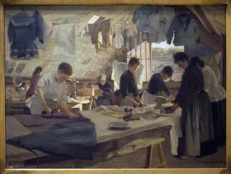 トルヴィルにあるリッパーの工房。ルイ・ジョセフ・アントニッセン（1849-1913）の絵画、油彩、キャンバス