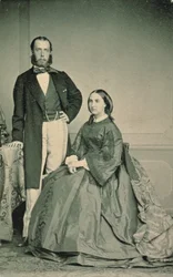 1864年にメキシコに出発する前のハプスブルク-ロレーヌ（1832-67）とシャーロットサクセ-コーブルク-ゴータ（1840-1927）のマクシミリアン、メキシコ皇帝と皇后