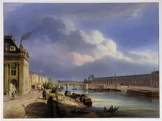 カルーセルとルーヴルの大回廊の橋 - Arnoutの "Paris in 1837 "にて