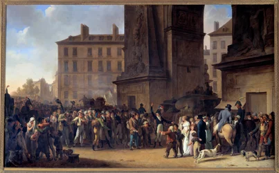 パリのサン・ドニ門の前を通過する1807年の徴兵隊たち ルイ・レオポルド・ボワイ（1761-1845）による絵画