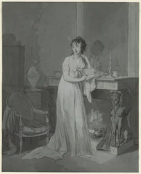 暖炉の前の女c。 1803。