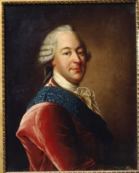 ミハイル・イラリオノビッチ・ヴォロンツォフ伯爵（1714-1767）の肖像（M.I.ヴォロンツォフ伯爵の肖像）。 Louis Tocque (1696-1772) による絵画、キャンバスに油彩、18 世紀半ば。 フランス美術、ロココ美術。 地方美術館、シンフェロポリ (ウクライナ)