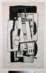 静物画、ガラスに描いた絵の習作（絵画、20世紀