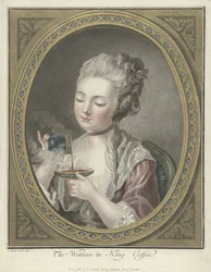 コーヒーを飲む若い女性の胸像 The Woman ta King Coffee (オブジェクトのタイトル)
