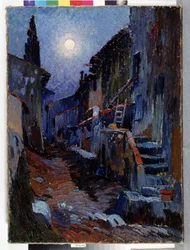 オリオール、月光のある路地 ルイ・マチュー・ヴェルディラン（1875-1928）による絵画。 81x59 cm 必須の言及: プロヴァンス、マルセイユのコレクション財団について