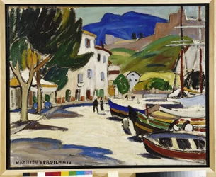 Barcos no cais de Cassis Pintura de Louis Mathieu Verdilhan (1875-1928) 1908 Menção obrigatória: Coleção fondation concernes de Provence, Marselha