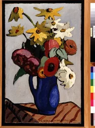 Ramo de flores em vaso azul Pintura de Louis Mathieu Verdilhan (1875-1928) Dim. 71,5x45,5 cm Menção obrigatória: Coleção fondation concernes de Provence, Marselha