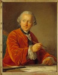 Germain Soufflot (1713-1780) の肖像 パンテオンの建築家 Louis Michel van Loo (1707-1771) の絵画 18世紀 0,79x0,62 m
