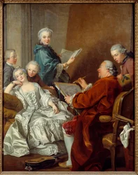 画家カルル・ファン・ローとその家族 ルイ・ミシェル・ファン・ロー（1707-1771）の絵画 18世紀 日。2x1,56 m Versailles, musee du chateau