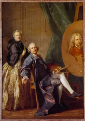 ルイ・ミッシェル・ファン・ロー（1707-1771）は、姉のマリー・アンヌの助言を受けながら、父ジャン・バティスト・ファン・ロー（1684-1745）の肖像画を制作している。 ルイ・ミッシェル・ファン・ロー（1707-1771）の絵画 1763年 日2.4x1.6 m