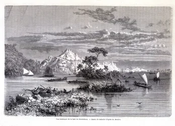 チャンタブーン湾の内景。1874.ムホト氏によると、サバティエが描いたもの。"Tour du monde"