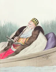 ブトリント湖の自然から描かれたジャニナ将軍アリ・デ・テベレン（1741-1822年