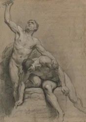 2人の男性ヌード、1710年。