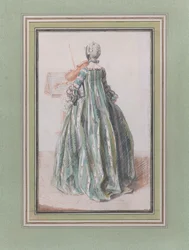 ヴァイオリンを弾く女、後ろから見て 1758-59年頃