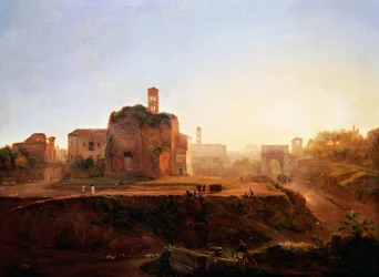 ルイ・ジョゼフィーヌ・サラザン・ド・ベルモント（1790-1870）による「夕暮れのフォーラムの眺め」。