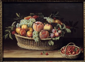 フルーツバスケットとイチゴバスケット ルイーズ・モイヨン（1610-1696）の絵画 1635年 トゥールーズ、Musee des Augustins