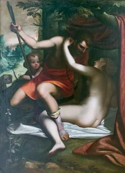 Venus ja Adonis, ennen vuotta 1585, Luca Cambiaso (öljy kankaalle)