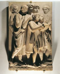Laudate Eum in choro（Salmo 150, Laudate Dominum）、歌う子供たちのパネル。