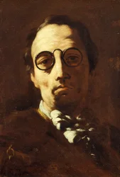 ルカ・ジョルダーノ（1634-1705）の自画像、油彩、キャンバス、46.8x35.3cm