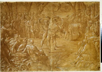 「ダレス・デ・トロイに対するシチリアのボクシング・ファイト（pugilat）相手」1544年頃（インク画）
