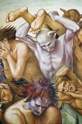 最後の審判」のフレスコ画より「地獄に堕ちた人々