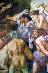 最後の審判」のフレスコ画より「地獄に堕ちた人々
