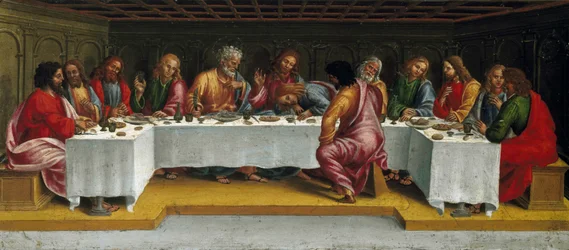 最後の晩餐。 死んだキリストへの嘆き、プレデラのパネル、1502年。