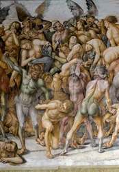 世界の終わり ダムを表すディテール。ルカ・シニョレッリ（1445-1523）によるフレスコ画 1499-1504年 オルヴィエート、ドゥオモ、カッペラ・ディ・サン・ブリツィオ