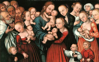 ドイツ語：Christus segnet die Kinder 子どもたちを祝福するキリスト。
