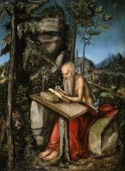 ドイツ語：St Jerome in Rocky Landscape セント・ジェローム・イン・ロッキー・ランドスケープ