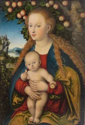 ドイツ語：Madonna und Kind unter dem Apfelbaum リンゴの木の下の聖母子／リンゴの木の下の聖母子