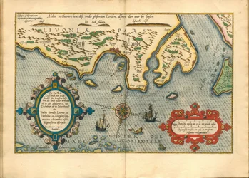リヴォニア (Nord de la Lituanie actuelle) - リヴォニアの地図 (Die custe va Lijfflandt met de islands daer beneffens...) - Waghenaer, Lucas Jansz. (1533/34-1606) - 1586 - 銅版画、水彩 - 個人蔵