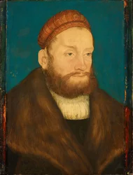 Casimir de Brandebourg Culmbach (1481-1527) - Margrave Casimir of Brandenburg-Bayreuth, by Cranach, Lucas, the Elder (1472-1553).木に油彩、1524年以降。寸法：37,3x28,5 cm。ヴィエンヌ美術史博物館