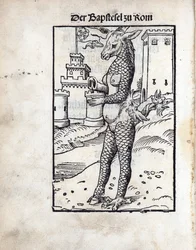 ローマの教皇のロバ、ルーカス・クラーナハ（父）（1472-1553）による。木版画