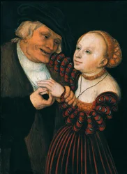 老人と若い女性（Der Alte und das Madchen）』1530年頃（油彩・キャンバス