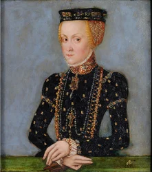 ポーランド王妃アンナ・ヤギェロン（1523-1596）の肖像 1565年頃 ブリキに油彩