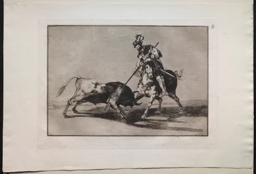 闘牛: El Cid Campeador が別の雄牛を槍で突き刺す