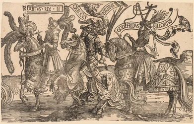 ナインヒーローズ：アーサー、チャールズザグレートシャルルマーニュ、ブイヨンのゴッドフリー、1515年-1517年。