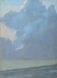 海にかかる雲（紙にパステル）