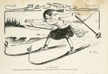 2012年2月24日付「Le Rire」紙に掲載されたイラスト - La pax-tineuse - ドイツ プロイセン, スポーツ, 平和, スキー, 雪, 独仏関係, 第一次世界大戦 - マリアンヌ - スポーツ, Allegorie (彫刻)