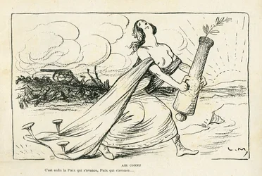 illustrated in Le Rire, 03/05/13 - 身近な空気 - バルカン半島、銃、砲弾、平和、第一次世界大戦 (彫刻)