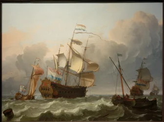 船尾の前にヨットを備えたオランダの旗艦