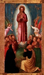 ロザリオの神秘。復活したキリストの出現（木画