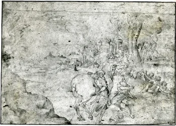 エルミニアと羊飼いたち 1600年頃 紙にペン・インク